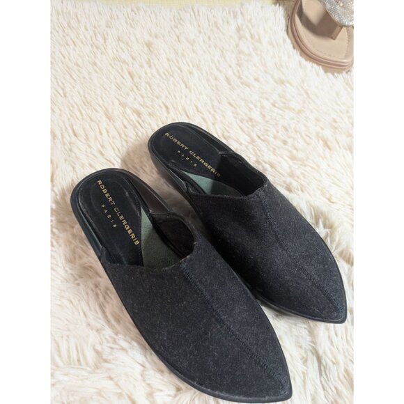 Robert Clergerie Paris Black Felt Slip-On Mules Platform Sole Shoes Size 39 - Picture 2 of 11